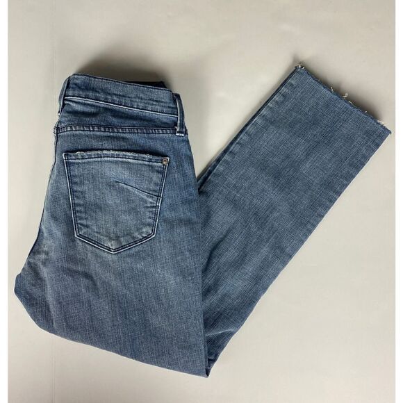 James Jeans Ankle Ciggy Mid-Rise Raw Hem Medium Wash Factory Distressed -Size 30 - Picture 4 of 8